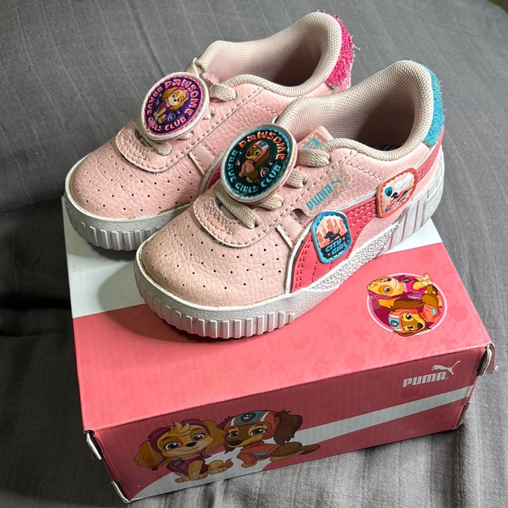Puma Kids Pink Sneakers with Fun Badges